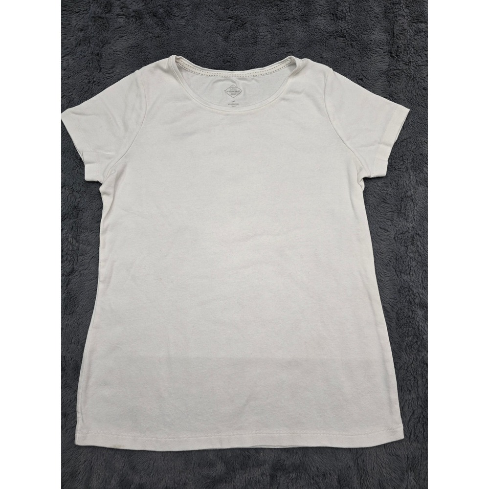 St. Johns Bay Essential Tee Womens Medium White Short Sleeve Cotton Crew Neck